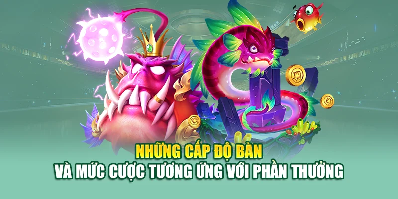 Bắn Cá Nổ Hũ 79King – Chinh Phục Kho Báu Số Đại Dương 2 Những cấp độ bàn và mức cược tương ứng với phần thưởng